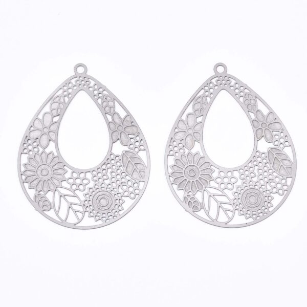 Flower Teardrop Link connector Charm - Riverside Beads