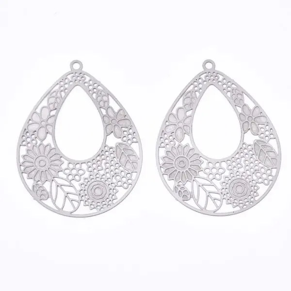 Flower Teardrop Link connector Charm - Riverside Beads