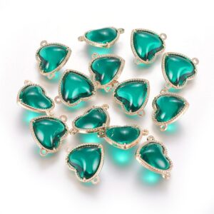 Glass Heart Link Connector Charm - Riverside Beads