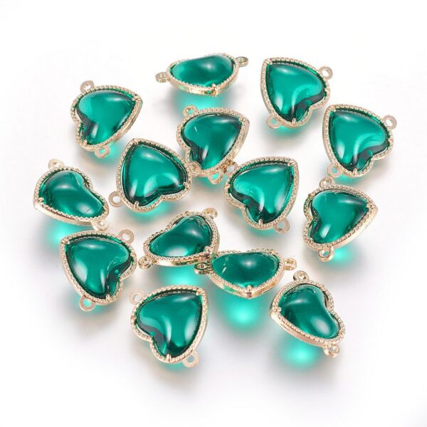 Glass Heart Link Connector Charm - Riverside Beads