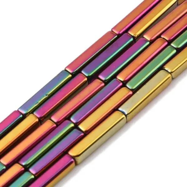 Glass Rectangle Metallic Bead - Image 2