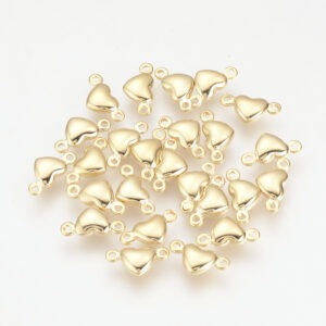 Gold Heart Link Connector Charm - Riverside Beads
