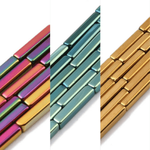 Glass Rectangle Metallic Bead