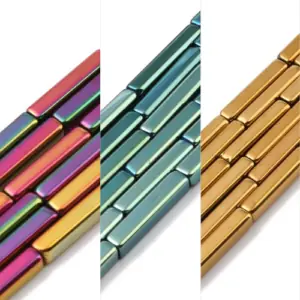 Glass Rectangle Metallic Bead