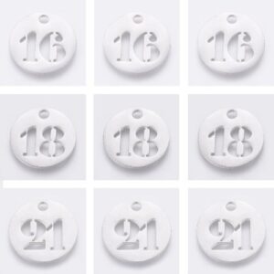 Stainless Steel Number Charms - Large Font