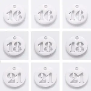 Stainless Steel Number Charms - Large Font