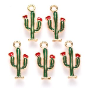 Enamel Cactus Flower Charms - Riverside Beads
