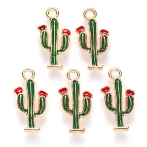 Enamel Cactus Flower Charms - Riverside Beads