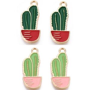 Enamel Cactus Pot Charms - Riverside Beads