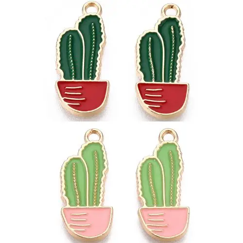 Enamel Cactus Pot Charms - Riverside Beads
