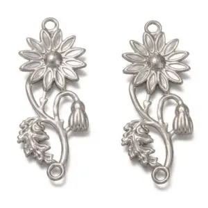 Sunflower Connector Charm is a stainless steal charm that has many intricate details in all aspects of the flower.