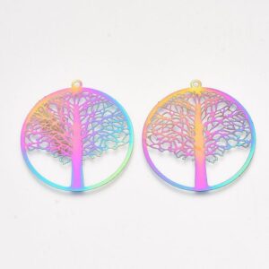 Decorative Tree Filigree Connector Charm is a circular charm with branches woven throughout the top half of the charm