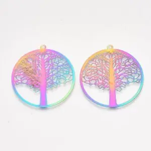 Decorative Tree Filigree Connector Charm is a circular charm with branches woven throughout the top half of the charm