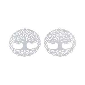 Large Filigree Tree Connector Charm, with a spiralled border and branches and roots intertwined between the border