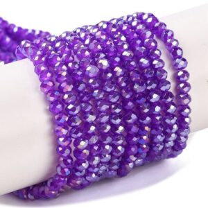 Purple Crystal Rondelle beads with an Aurora Borealis finish. gives them a colourful glimmer in the light.