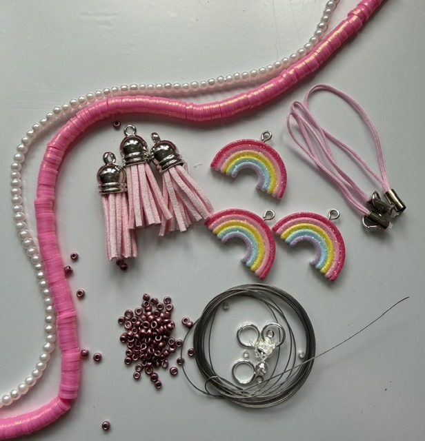 Pink Beaded Phone Loop