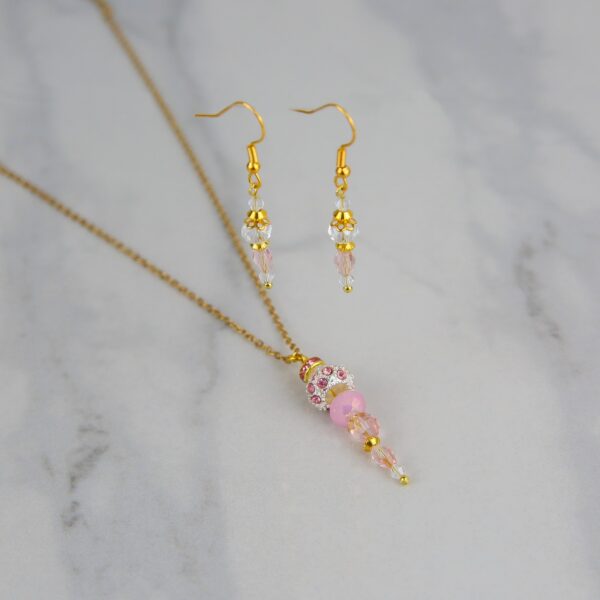 Sparkle Pendant & Earring Pink