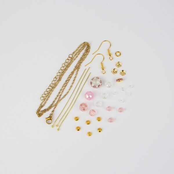 Sparkle Pendant & Earring Pink