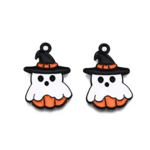 Enamel Ghost Pumpkin Charms - Riverside Beads