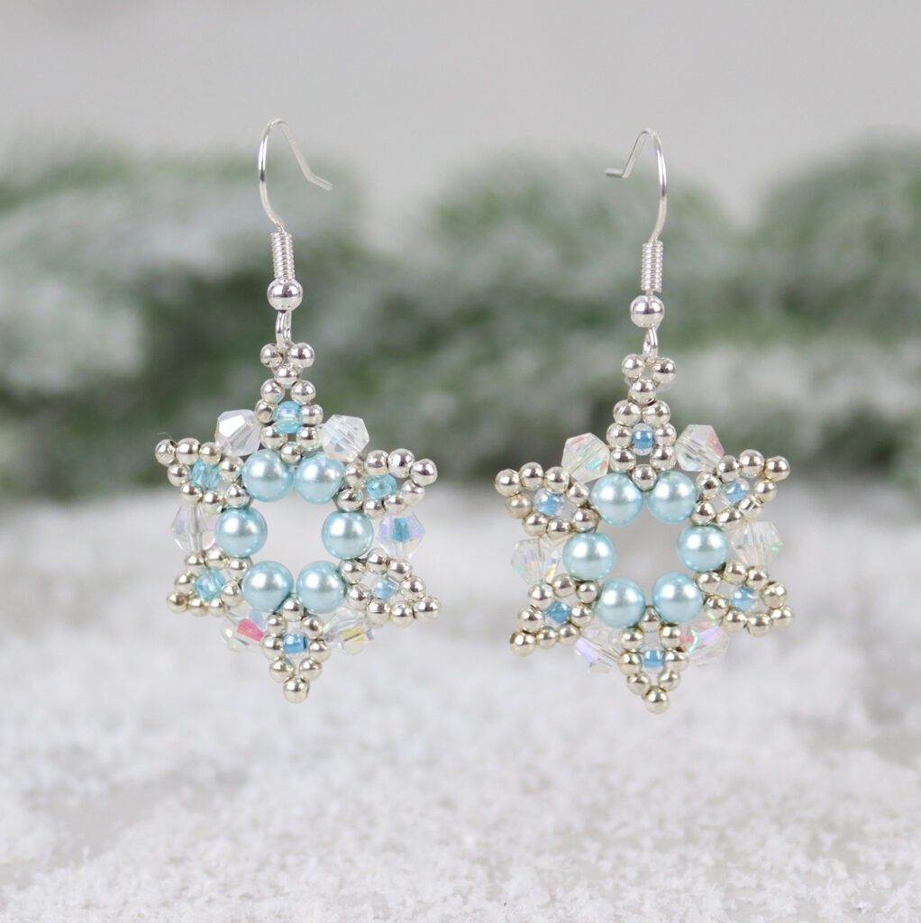 Pearl & Crystal Snowflake Earrings