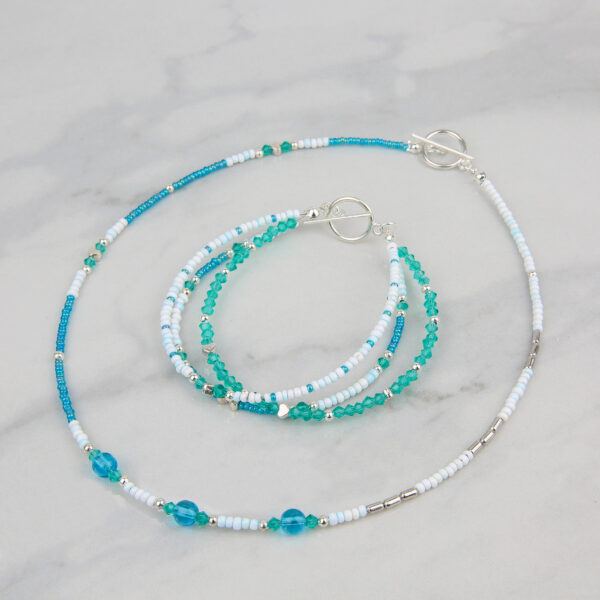 Teal/Silver Beaded Jewellery Kit - Image 4