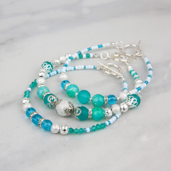 Teal/Silver Beaded Jewellery Kit - Image 5