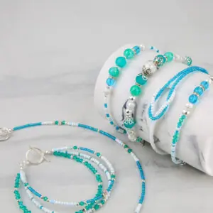 Teal/Silver Beaded Jewellery Kit - Riverside Beads