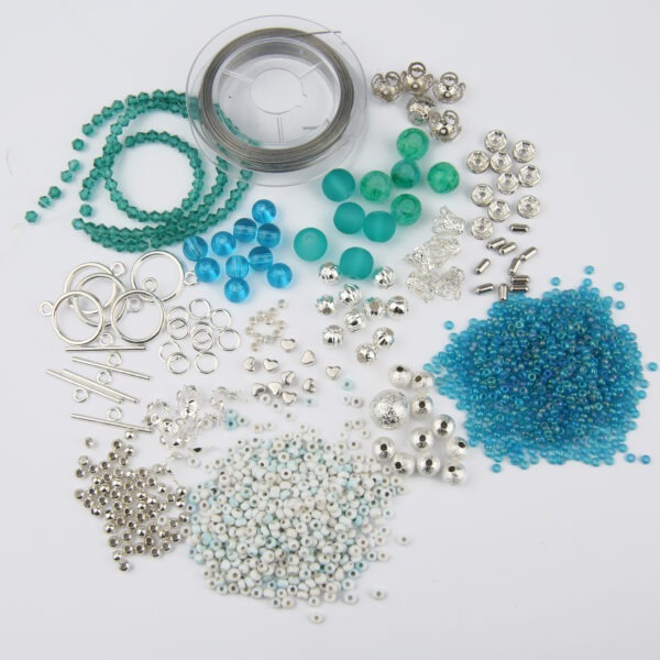 Teal/Silver Beaded Jewellery Kit - Image 7