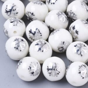 8mm Glass Round Snowflake Beads