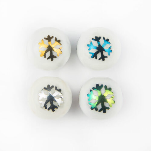 8mm Glass Round Snowflake Beads