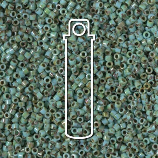 Matte Picasso Seafoam Green Miyuki Delica Beads, Size 11/0 – subtle green seed beads perfect for boho and ocean-inspired jewellery.
