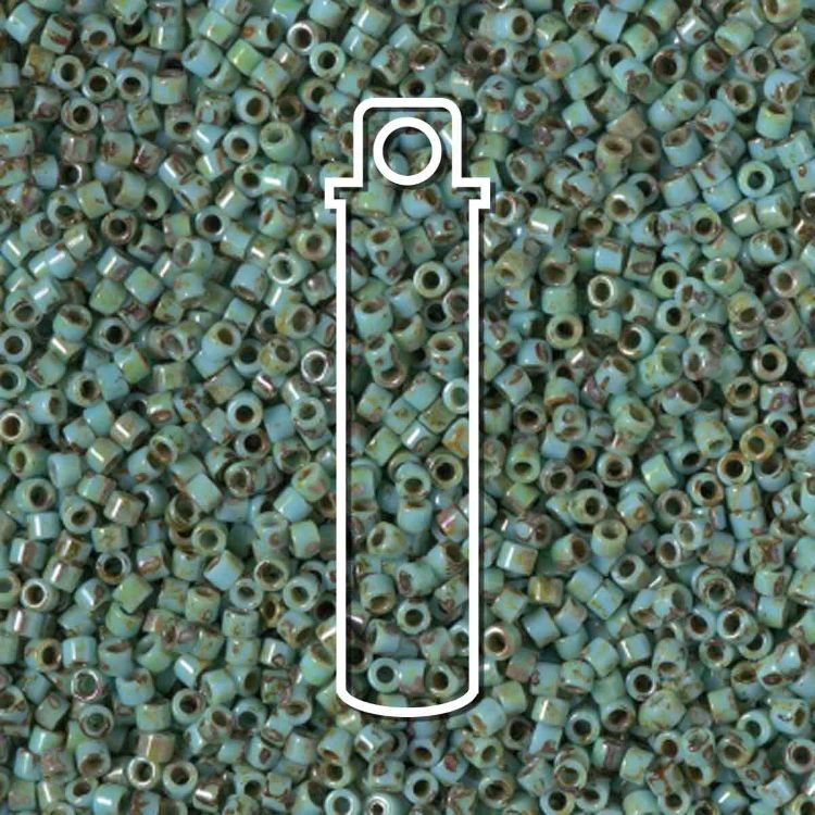 Matte Picasso Seafoam Green Miyuki Delica Beads, Size 11/0 – subtle green seed beads perfect for boho and ocean-inspired jewellery.