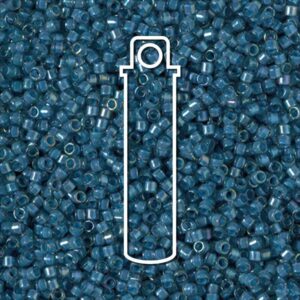 Shimmering Fancy Lined Teal Dark Blue Miyuki Delica Beads, Size 11/0, high-quality Japanese glass seed beads with metallic teal tones.