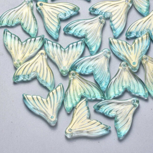 Glass Mermaid Tail Charm-Teal