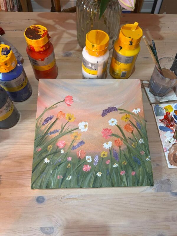 Flower Meadow Painting Cuppa and Canvas Workshop