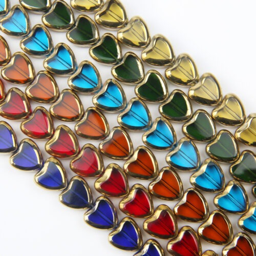 Glass Heart Bead With Gold Plated Edge