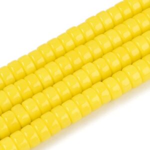 Opaque Flat Round Glass Bead - Yellow
