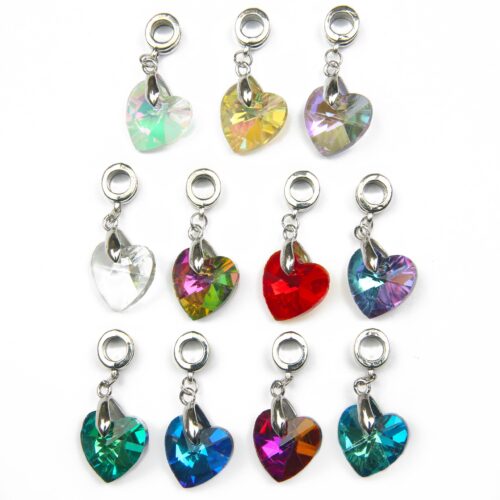Large Holed Glass Faceted Heart - Riverside Beads