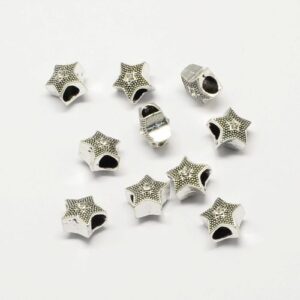 Large Holed Textured Diamante Star Bead