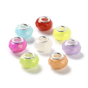 Resin Large Holed Pearlised Faceted Bead