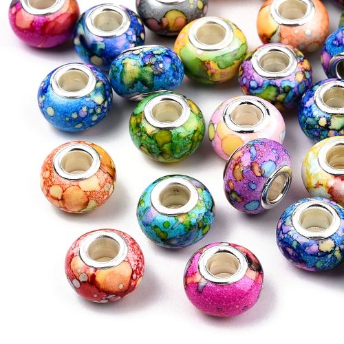 Resin Large Holed Marbled Bead