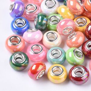 Resin Large Holed Pearlised AB Bead