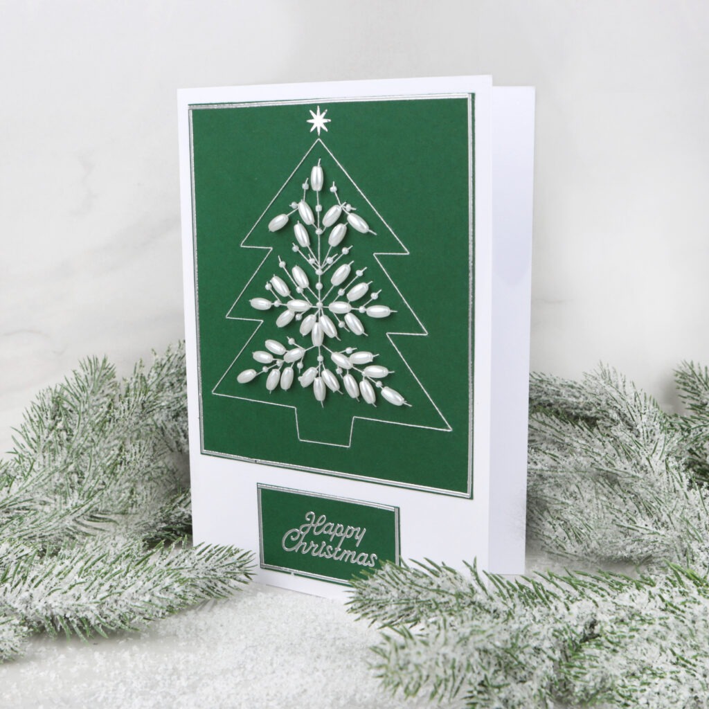Christmas Tree Prick and Stitch card making workshop at Riverside Beads in Market Deeping