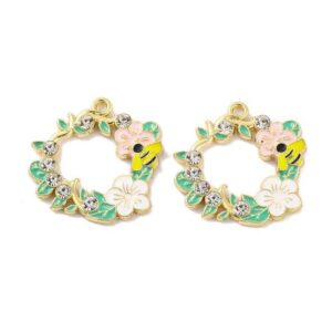 Enamel Bee Spring Wreath Charm