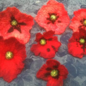 Wet Felted Poppy Brooch Workshop