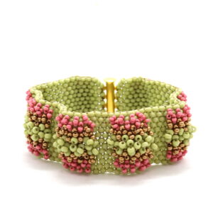 Beaded Wave Bracelet - Pink & Green