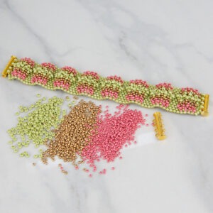 Beaded Wave Bracelet - Pink & Green