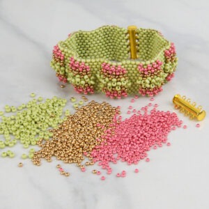 Beaded Wave Bracelet - Pink & Green