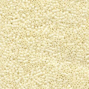 Close-up of Miyuki Delica DB203 Ceylon Light Yellow seed beads with a soft pearly finish