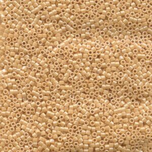 Close-up of Miyuki Delica DB205 Ceylon Beige seed beads with a soft pearly neutral finish